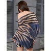 image:imageFloerns Womens 2 Piece Beach Cover Up Sheer Asymmetrical Top with Mini Skirt Bathing SuitBlack and Brown