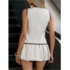 image:imageFloerns Womens 2 Piece Business Casual Outfits Button Down Tank Top with Bubble Mini Skirt SetApricot