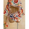 image:imageFloerns Womens 2 Piece Floral Sets Off Shoulder Crop Tops and Mini SkirtMulti Red Floral