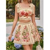 image:imageFloerns Womens 2 Piece Vacation Outfit Floral Tie Shoulder Camisole Tops and Skirt SetsApricot Multi