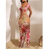 image:imageFloerns Womens 2 Piece Vacation Outfit Tops with Maxi Skirt SetBeige and Brown