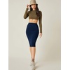 image:imageFloerns Womens All Over Print High Waist Elegant Bodycon Pencil Midi SkirtNavy Blue