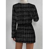 image:imageFloerns Womens Blazers Suit Jackets Cropped Jacket Plaid Tweed Skirt SuitBlack Ink