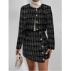 image:imageFloerns Womens Blazers Suit Jackets Cropped Jacket Plaid Tweed Skirt SuitBlack Ink