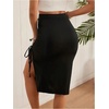 image:imageFloerns Womens Drawstring Ruched Pencil Skirt Split Hem Beach Vacation Bodycon Knee Length SkirtsBlack