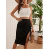 image:imageFloerns Womens Drawstring Ruched Pencil Skirt Split Hem Beach Vacation Bodycon Knee Length SkirtsBlack
