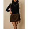 image:imageFloerns Womens Dressy Casual Faux Suede Skirt Fall Outfit Winter Mini Skirt with UnderneathBrown