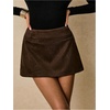 image:imageFloerns Womens Dressy Casual Faux Suede Skirt Fall Outfit Winter Mini Skirt with UnderneathBrown