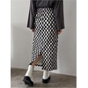image:imageFloerns Womens Elastic Waist Plaid Skirt Checker Slit Hem Straight Long SkirtBlack and White