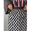 image:imageFloerns Womens Elastic Waist Plaid Skirt Checker Slit Hem Straight Long SkirtBlack and White