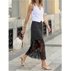 image:imageFloerns Womens Elegant High Waisted Lace Skirt See Through Business Casual Work Maxi SkirtBlack Polka Dots