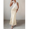 image:imageFloerns Womens Elegant Lace Satin Skirt Fishtail Pencil Party Cocktail Long SkirtsBeige