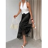 image:imageFloerns Womens Elegant Lace Satin Skirt Fishtail Pencil Party Cocktail Long SkirtsBlack