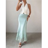 image:imageFloerns Womens Elegant Lace Satin Skirt Fishtail Pencil Party Cocktail Long SkirtsMint Blue