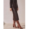 image:imageFloerns Womens Elegant Leather High Waist Midi Skirt Slit Hem Office A Line SkirtBrown