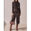image:imageFloerns Womens Elegant Leather High Waist Midi Skirt Slit Hem Office A Line SkirtBrown