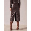 image:imageFloerns Womens Elegant Leather High Waist Midi Skirt Slit Hem Office A Line SkirtBrown