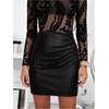 image:imageFloerns Womens Elegant Ruched Leather Skirt Summer High Waisted Bodycon Mini Skirt Date Night OutfitBlack