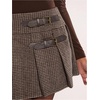 image:imageFloerns Womens Elegant Tweed Plaid Pleated Skirt Metal Buckle Low Waisted A Line Mini SkirtsCoffee Brown