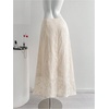image:imageFloerns Womens Embroidery Maxi Skirt Low Rise Vacation A Line SkirtsApricot