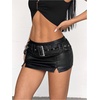 image:imageFloerns Womens Faux Leather Low Rise Slit Rave Concert Pencil Mini SkirtsBlack