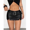 image:imageFloerns Womens Faux Leather Low Rise Slit Rave Concert Pencil Mini SkirtsBlack