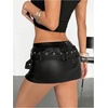 image:imageFloerns Womens Faux Leather Low Rise Slit Rave Concert Pencil Mini SkirtsBlack