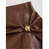 image:imageFloerns Womens Faux Leather Mini Skirt Low Rise Asymmetrical Wrap Club Rave Party SkirtsCoffee Brown