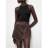 image:imageFloerns Womens Faux Suede Mini Skirt Y2k Asymmetrical High Waisted SkortsBrown
