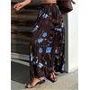 image:imageFloerns Womens Floral Long Skirt Elastic Waist Pleated Beach Vacation Summer SkirtsBlack