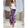 image:imageFloerns Womens Floral Long Skirt Low Rise Mesh Asymmetrical Maxi SkirtsPurple