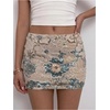 image:imageFloerns Womens Floral Sequin Mini Skirt Y2K Low Rise Going Out SkirtTeal Apricot