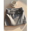 image:imageFloerns Womens Foldover Mini Skirt Low Rise Ribbed Pencil Sweater SkirtsGrey