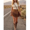 image:imageFloerns Womens Fringe Suede Skirt Elastic Waist Western A Line SkirtsBrown