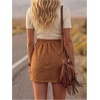 image:imageFloerns Womens Fringe Suede Skirt Elastic Waist Western A Line SkirtsBrown