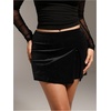 image:imageFloerns Womens Glitter Skorts Elastic Waist Shiny Slit Hem Velvet Skirt ShortsBlack