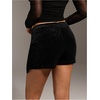 image:imageFloerns Womens Glitter Skorts Elastic Waist Shiny Slit Hem Velvet Skirt ShortsBlack