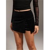 image:imageFloerns Womens Glitter Skorts Elastic Waist Shiny Slit Hem Velvet Skirt ShortsBlack