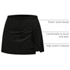 image:imageFloerns Womens Glitter Skorts Elastic Waist Shiny Slit Hem Velvet Skirt ShortsBlack