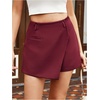 image:imageFloerns Womens High Waist Asymmetrical Wrap Skort A Line Casual Mini SkirtBurgundy