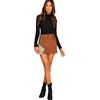 image:imageFloerns Womens High Waist Faux Suede Double Zipper Front Bodycon Mini SkirtA Brown