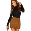 image:imageFloerns Womens High Waist Faux Suede Double Zipper Front Bodycon Mini SkirtBrown