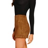 image:imageFloerns Womens High Waist Faux Suede Double Zipper Front Bodycon Mini SkirtBrown