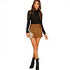 image:imageFloerns Womens High Waist Faux Suede Double Zipper Front Bodycon Mini SkirtBrown