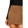 image:imageFloerns Womens High Waist Faux Suede Double Zipper Front Bodycon Mini SkirtBrown B