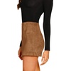 image:imageFloerns Womens High Waist Faux Suede Double Zipper Front Bodycon Mini SkirtBrown B