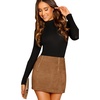 image:imageFloerns Womens High Waist Faux Suede Double Zipper Front Bodycon Mini SkirtBrown B
