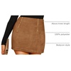 image:imageFloerns Womens High Waist Faux Suede Double Zipper Front Bodycon Mini SkirtBrown B