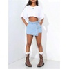 image:imageFloerns Womens High Waisted Denim Skort Wrap Front Button Jean Skirt ShortLight Wash
