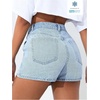 image:imageFloerns Womens High Waisted Denim Skort Wrap Front Button Jean Skirt ShortLight Wash